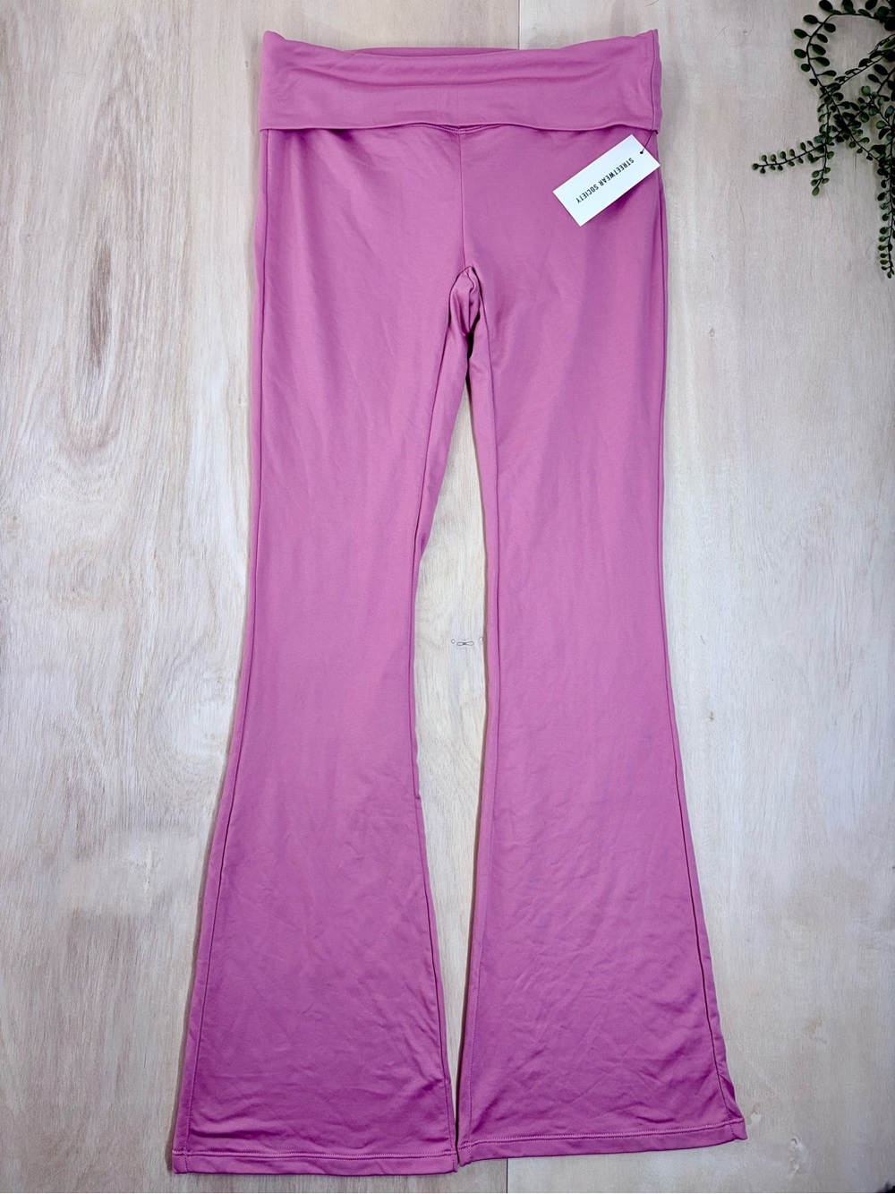Streetwear Society Rose Pink Fold-Over Flare Yoga Pants NWT Medium Y2K